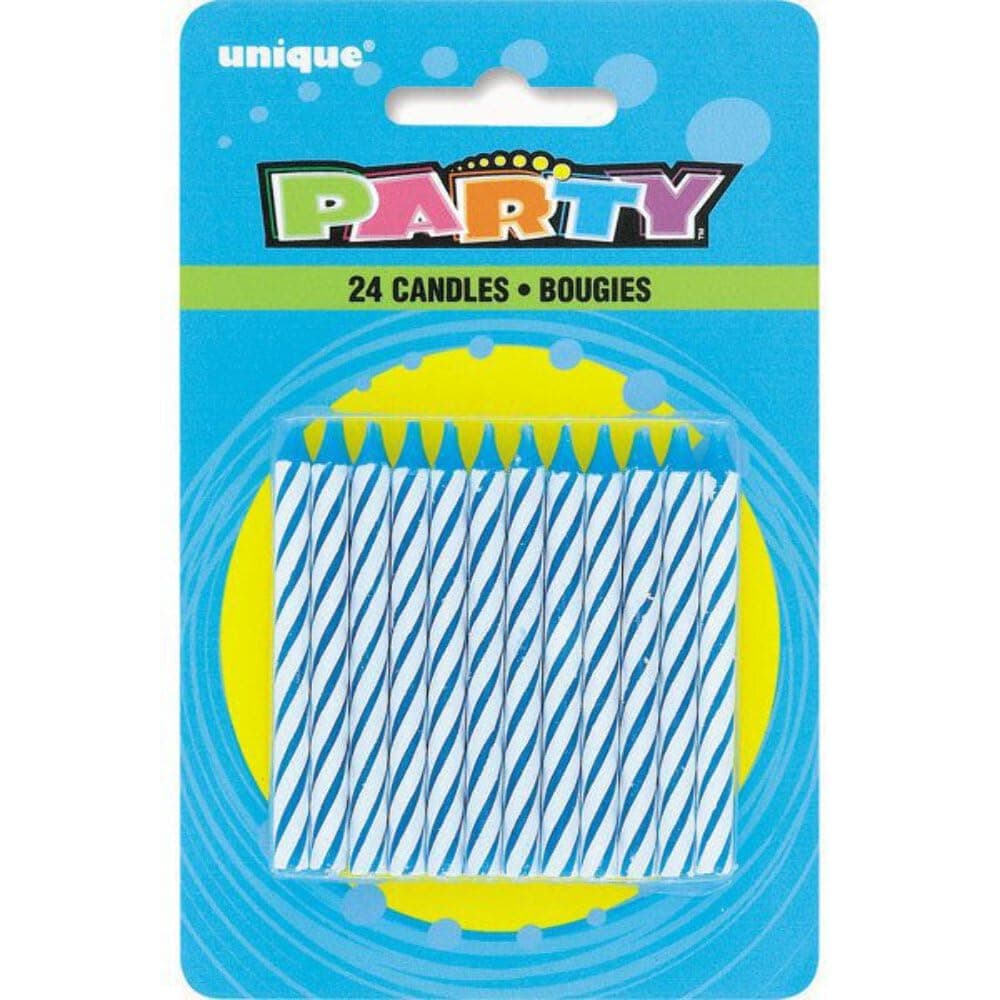 Blue Spiral Birthday Candles 24 Count 25 Festive Celebration Cake Toppers Vibrant Party Decorations Fun and Safe for All Ages