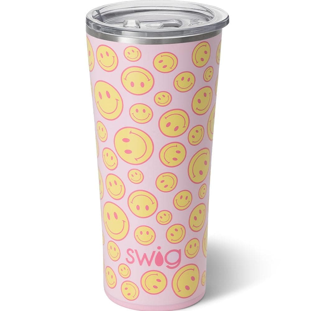 Swig Life 22oz Insulated Tumbler Travel Coffee Tumbler with Lid Cup Holder Friendly Travel Coffee Mug Stainless Steel Thermos Oh Happy Day