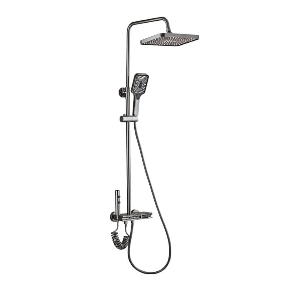 ZAP Elixir Series 7324 Thermostatic Shower Panel WallMount Shower Set with 4 Function Thermostatic Mixer Hot Cold Water Shower System Hand Shower Overhead Shower Health Faucet PVD Black