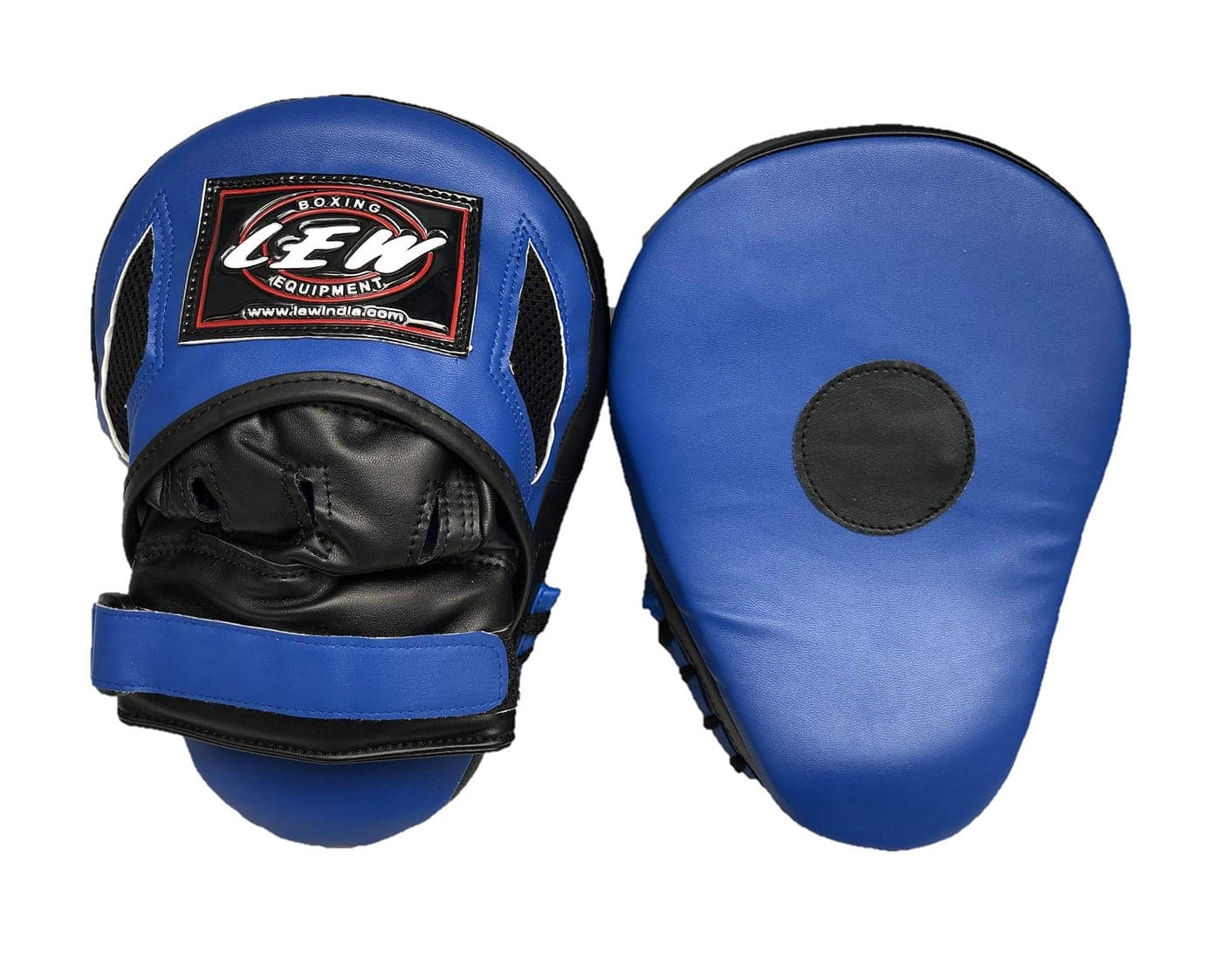 LEW Blue/Black Pre Curved Boxing/Kick Boxing MMA Muay Thai with a Pair of Hand Wraps Pleather Focus Pad