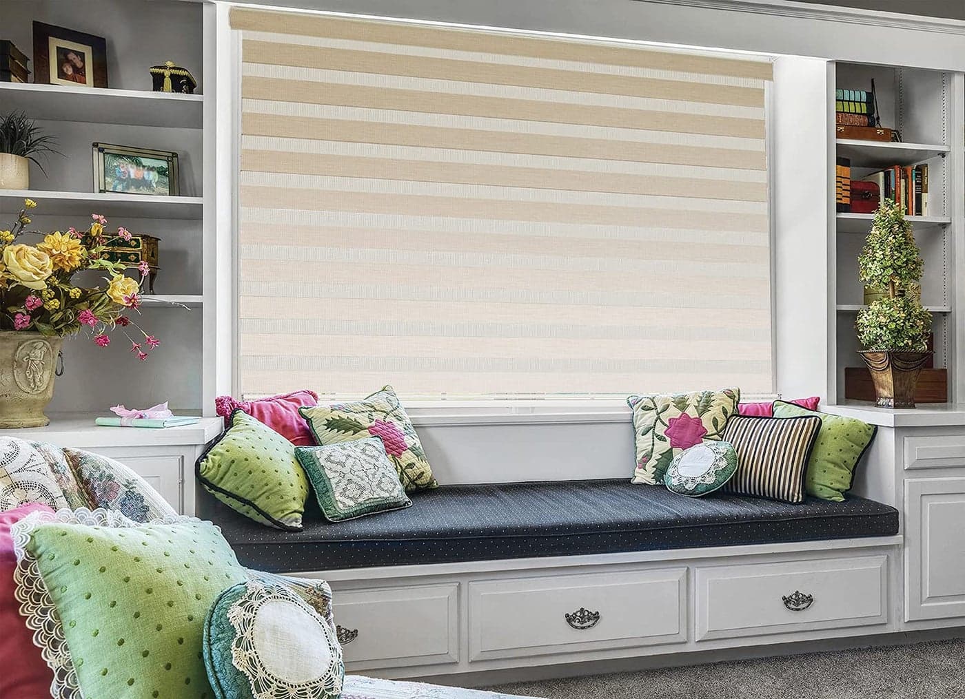 ZEBRA BLINDS Polyester Blinds for Windows,Ivory,W175XH130CM