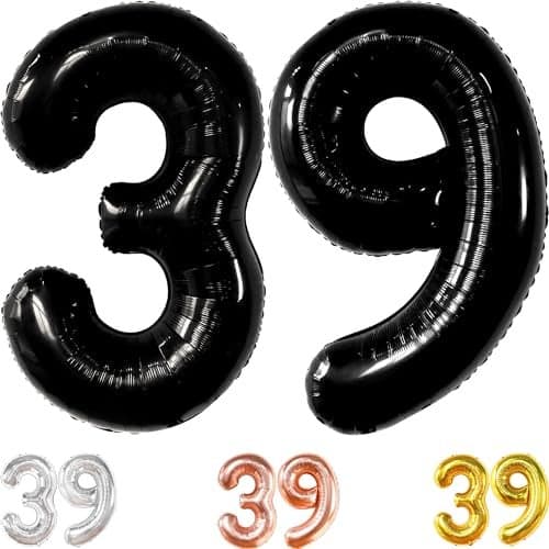 KatchOn Big 39 Balloons Numbers Black 40 Inch 39 Number Balloons 39th Birthday Decorations for Men 39 Birthday Balloons Black Foil 39 Balloons for Birthday 39 Birthday Decorations for Women