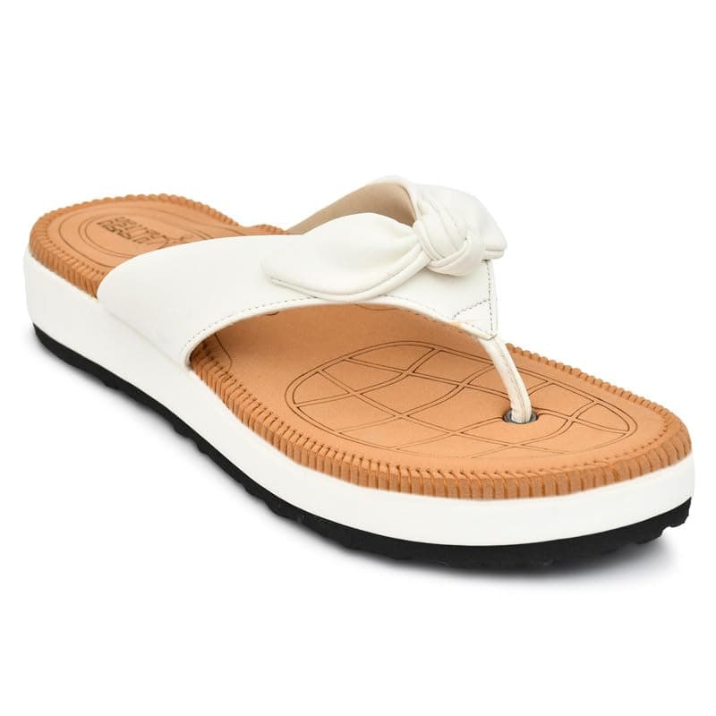 HEALTH FIT Orthopedic With Super Extra Soft Ortho Care Anti-Skid Flip-Flops For Women Slippers/Doctor Chappal & Footwear Hf330 Wh 7 Uk, White