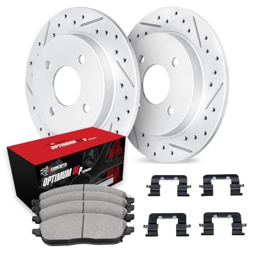 R1 Concepts Rear Brake Kit Fits 20012005 Acura EL 20022003 Honda Civic Hatchback Optimum Oep Pads Drilled Slotted Rotors Hardware 102 Rear