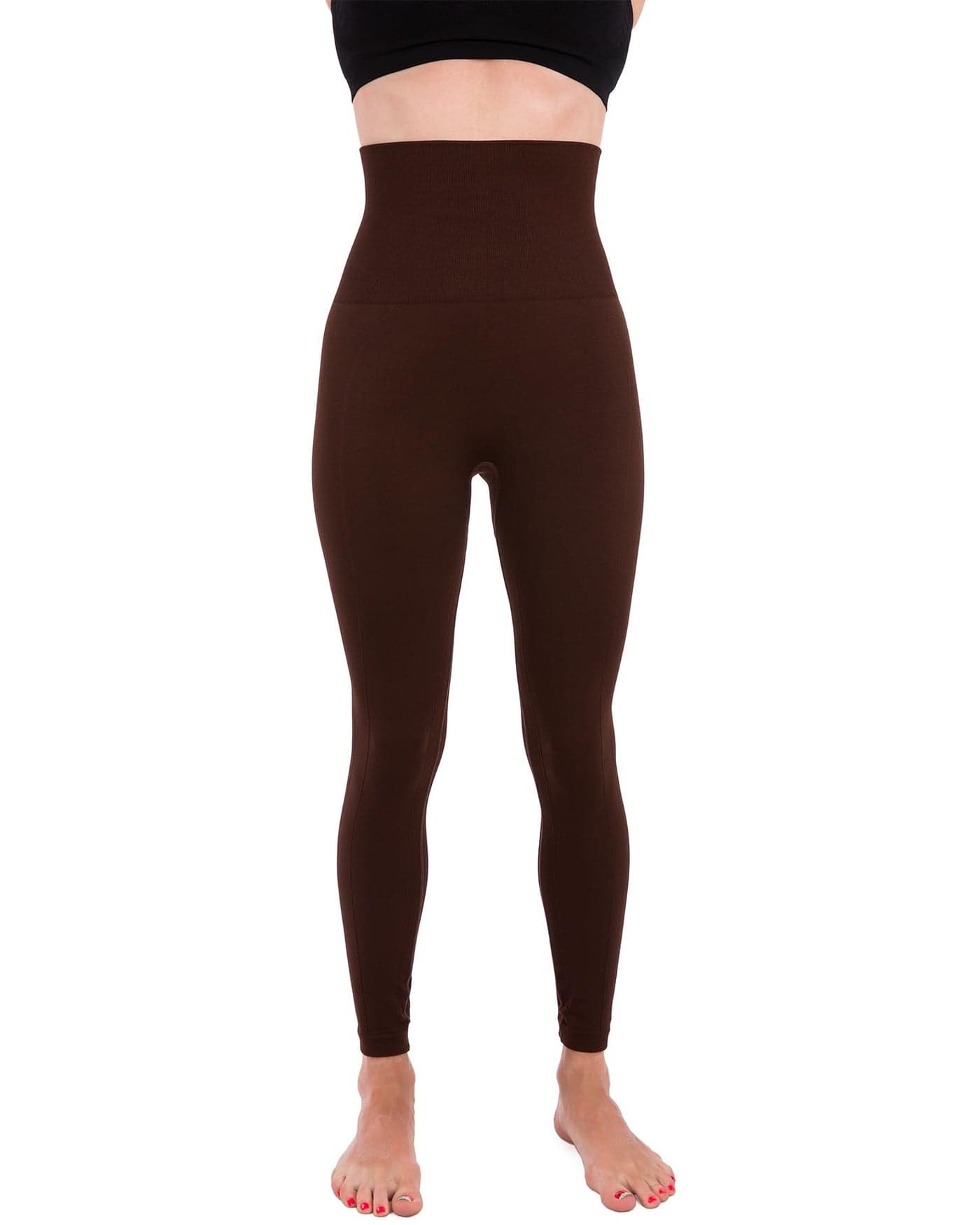 Homma High Waist Compression Leggings for Women Tummy Control Postpartum Leggings Seamless Yoga Workout Pants Brown S