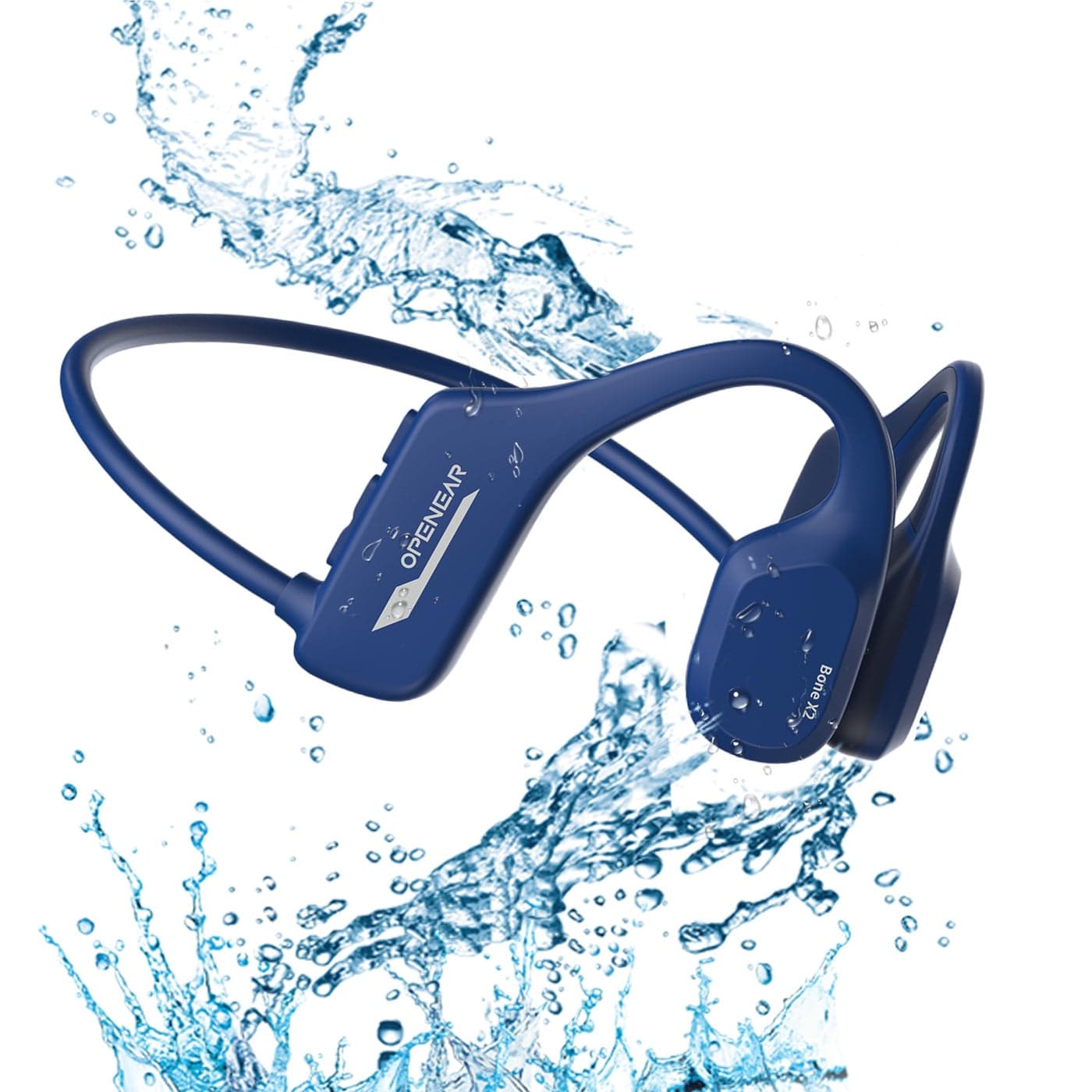 XIMAND Bone Conduction Headphones IP68 Swimming Waterproof Dustproof Sweatproof MP3 Player Headset Underwater Music Player 8GB 1000 Songs, Open-Ear Wireless Earphones Bluetooth 5.3 with Mic - Blue