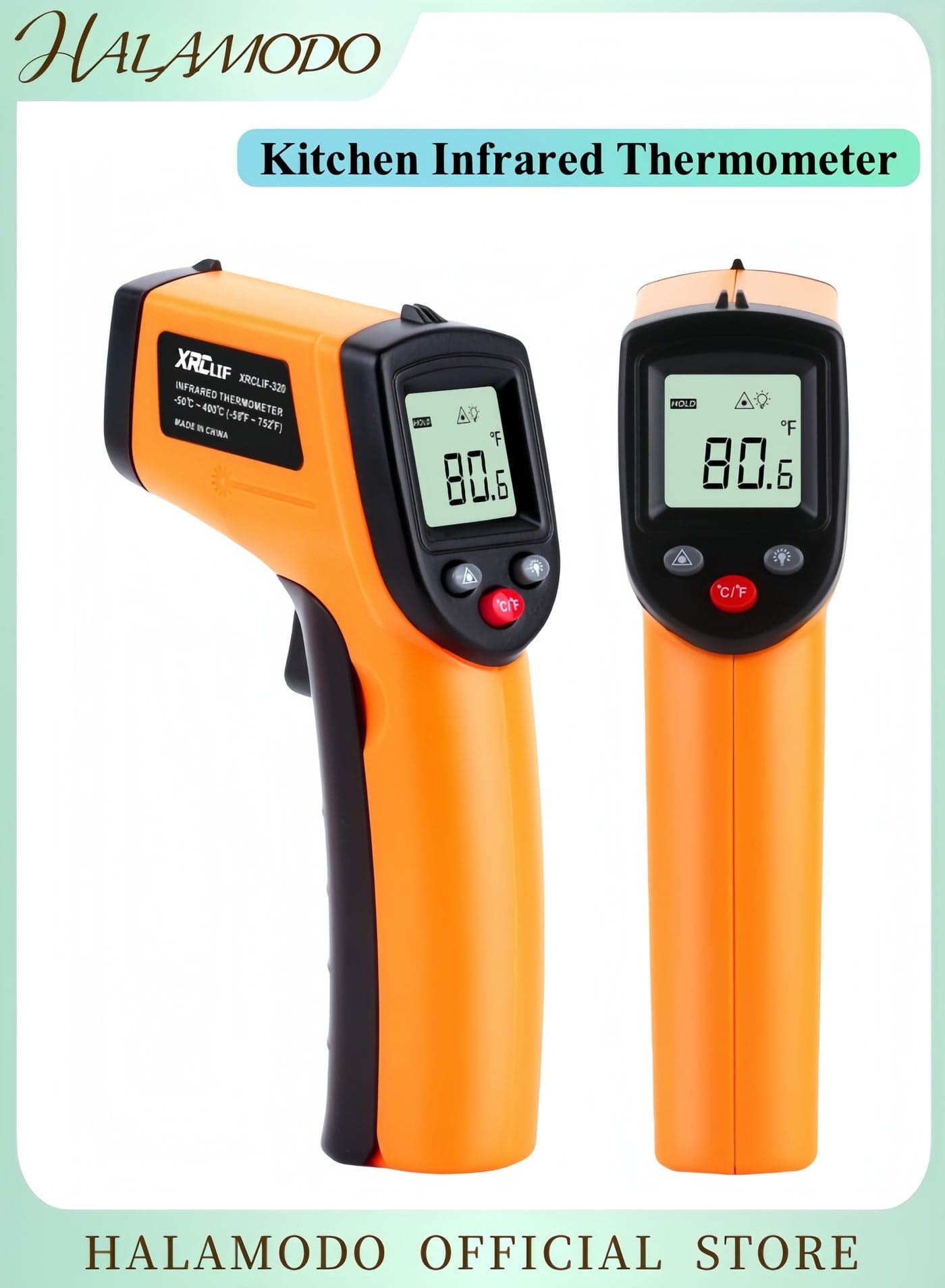 Kitchen Infrared Thermometer, -50°C to 380°C(-58°F to 716°F) Digital Laser Infrared Thermometer Gun Instant-read Handheld Thermometer
