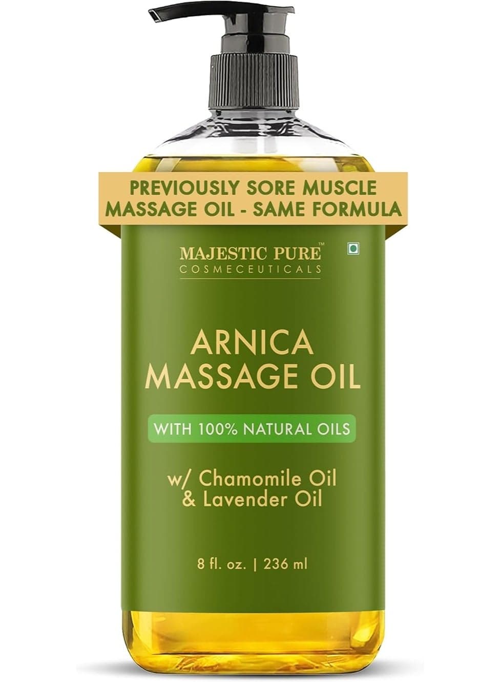 Arnica Sore Muscle Massage Oil for Body - Best Natural Therapy with Lavender and Chamomile Essential Oils - Warming, Relaxing, Massaging Joint Pain Relief Support - 8 fl. oz