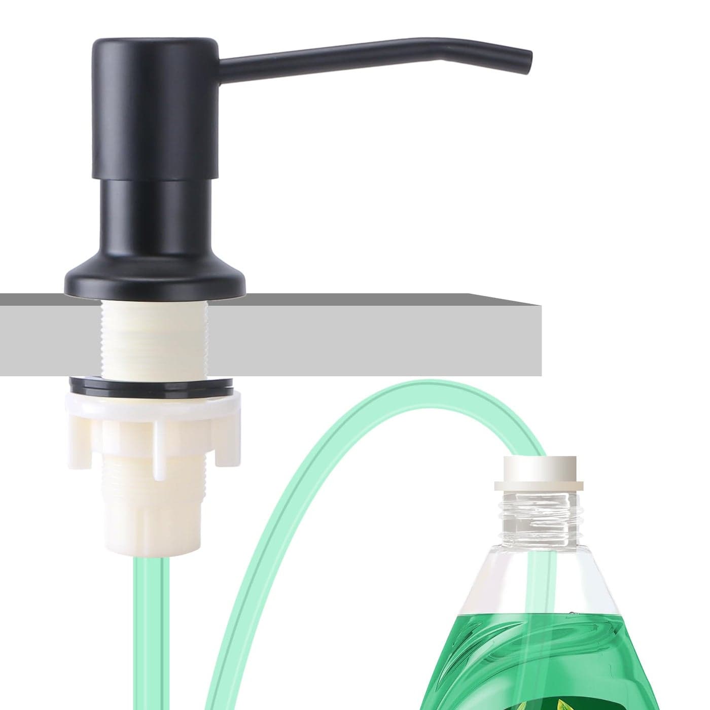 Soap Dispenser for Kitchen Sink Built in Sink Soap Dispenser Countertop Soap Dispenser Pump with 47 Extension Tube kit No Need to Fill Little Bottle Again Black