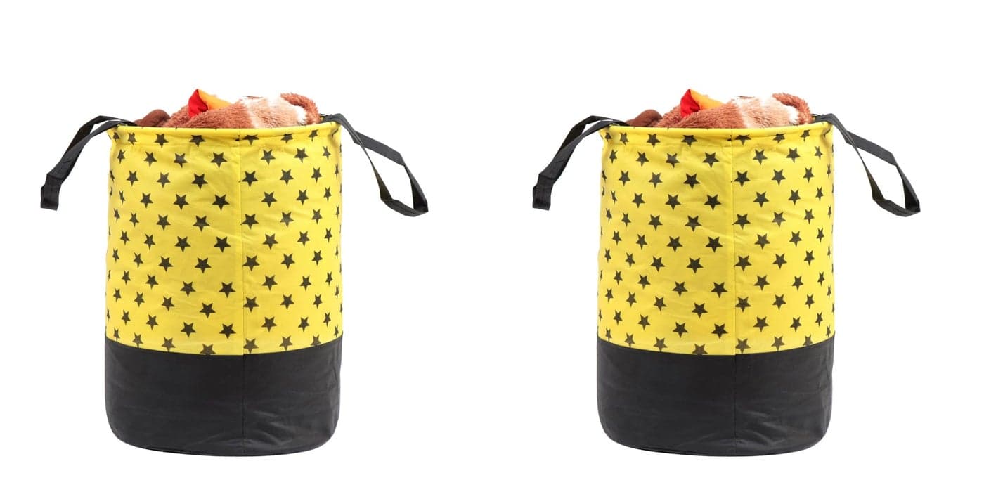 BB BACKBENCHERS Laundry Bag/Laundry Basket/Clothes Storage Box/Storage Basket/Storage Bag, 45L (Yellow Star (Pack of 2))