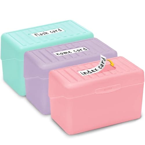 H4D Index Card Holder 3x5 Index Card Box Organizer Case 3x5 Flash Note Card Holder 3 Packs Pastel Colors