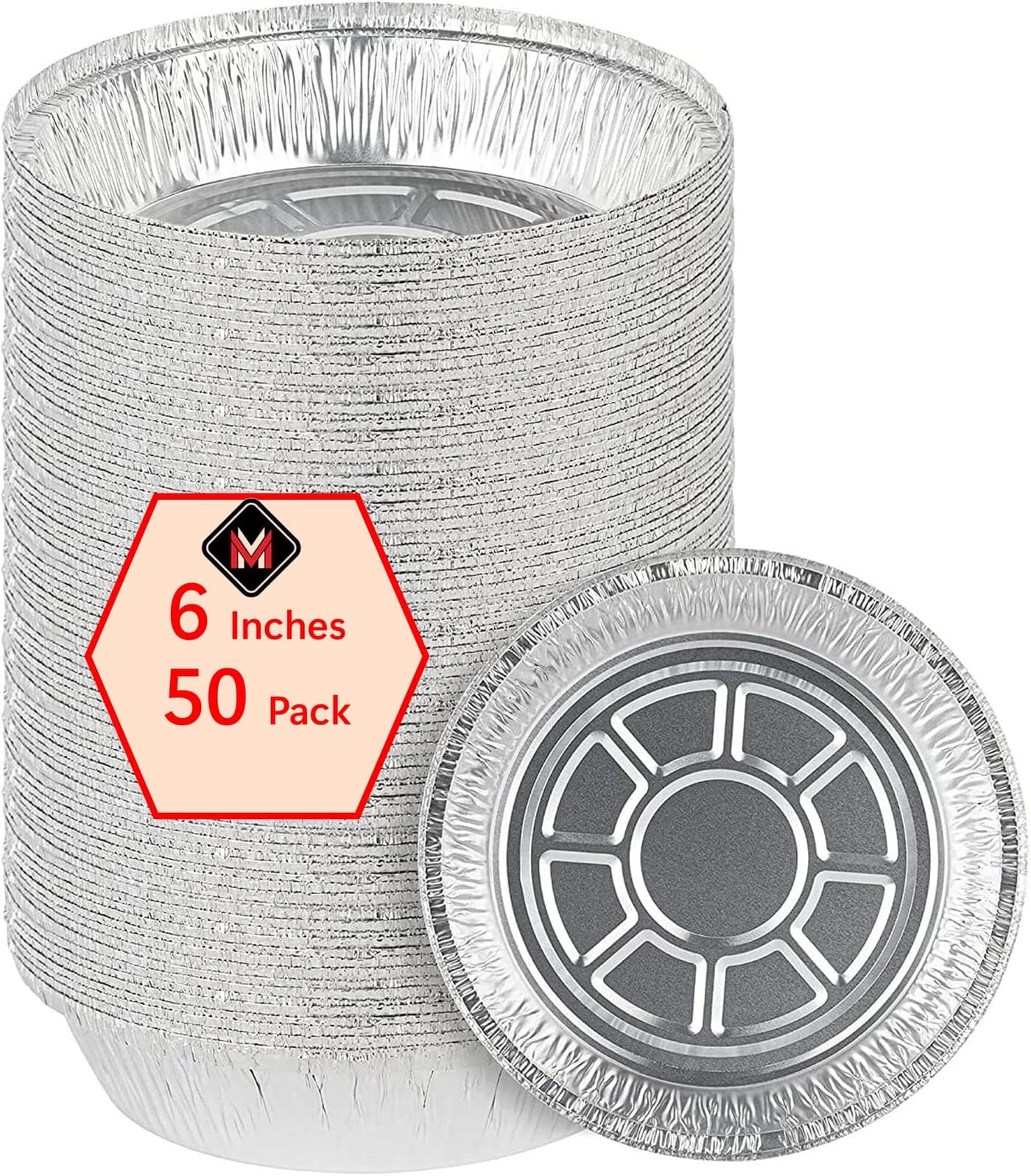 Mr Miracle Pack of 50 Disposable Aluminum Foil Pans 7 Inch Circular Aluminum Pans Ideal for Baking Storing Heating Serving BBQ Round Foil Pans