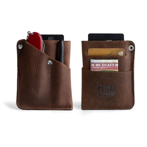 Hide & Drink, Front Pocket Wallet Handmade from Full Grain Leather - Multi-Tool Pouch, Card Holder, Money Organizer, Travel Accessories (Bourbon Brown)