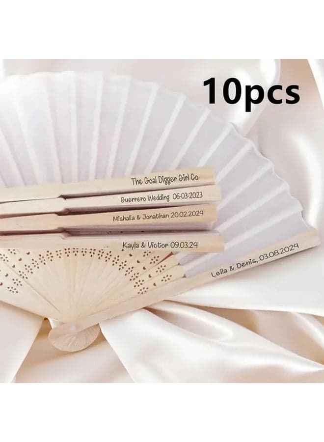 12Pcs Bamboo Hand Fans Battery Free Wooden Wedding Favors Bulk Party Giveaways
