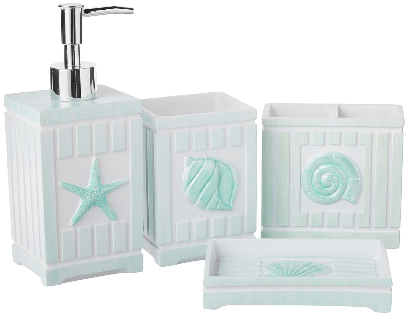 Sweet Home Collection Bathroom Accessories Sets Unique Collections Modern Classic Contemporary Decorative Beautiful Designs Bath Shower Tub Dcor 4 Piece Set Beach Shells