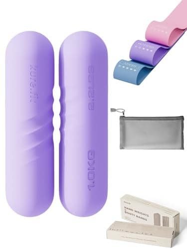 kurefit Hand Weight Bars for Women 22 LB Resistance Booty Bands Pilates Yoga Dance Aerobics Running Cardio Gym Strength Training NonSlip Portable Dumbbells Women Men Purple