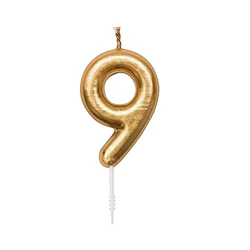 INFISPACE Gold Number Cake Topper Candle for Birthday/Anniversary (Number 9)