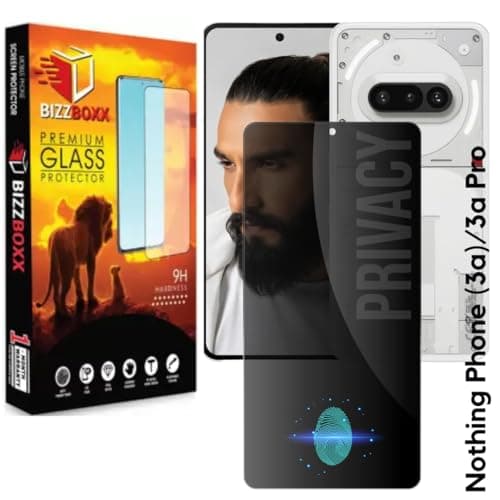 BizzBoxx Compatible With Nothing Phone 3A 5G | Phone 3A Pro 5G | Privacy Screen Guard - Anti-Spy Tempered Glass, Fingerprint may not Work, Privacy in Public Spaces, 6.77 Inch - Pack of 1