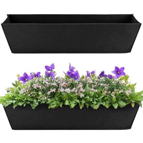 Adnee 2 Pcs 30 Inch Fabric Plant Window Box LinersRectangular NonWoven Planter Basket LinerBlack Felt Flower Hanging Basket for Outdoor Garden Wall Hanging Planter Flower Vegetables