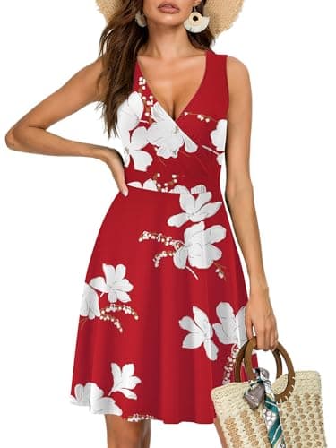 GUBERRY Cocktail Dresses V Neck Floral Resort Wear Vacation Dresses for Women 2025 Hawaiian Beach Wedding Guest Dress