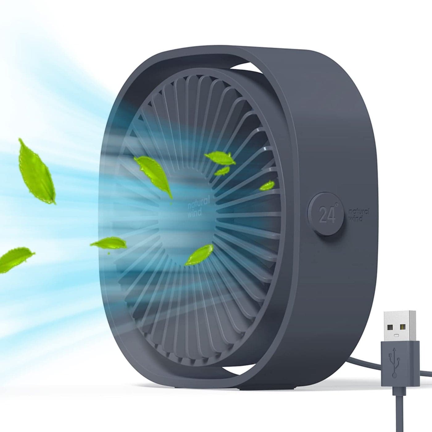 Simpeak Mini Usb Desk Fan Cooling quiet portable USB Powered ONLY No Battery 3 Speed Setting 360 Adjustable Swivel for Home and Travel