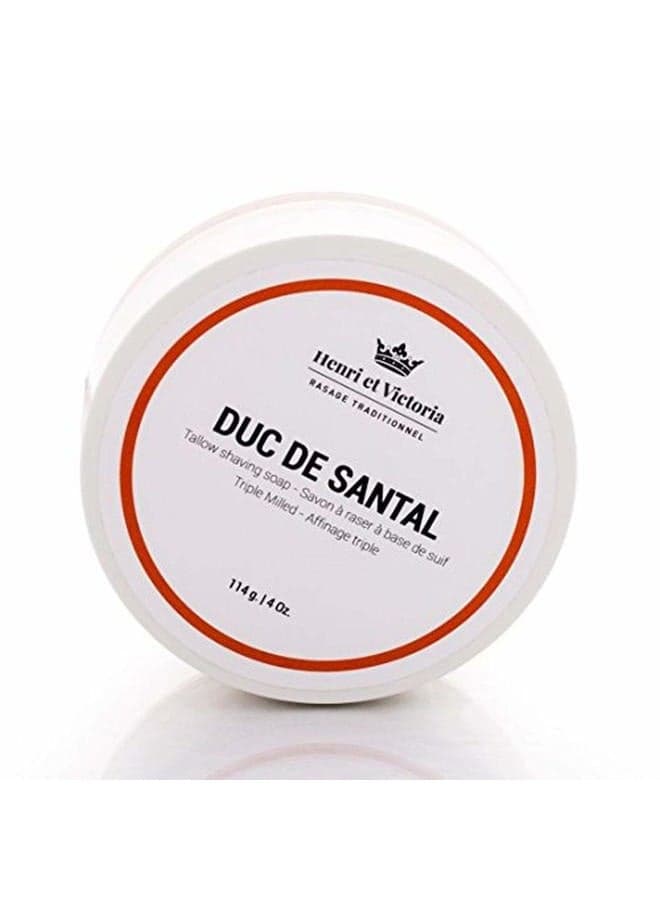 Henri et Victoria Traditional Shaving Soap For Men | Duc de Santal Fragrance | Smooth Shave, Lathers Up Nicely, Long-Lasting Scent | Triple Milled Soap, Canadian Made by Skilled Artisan 114 g (4 oz)