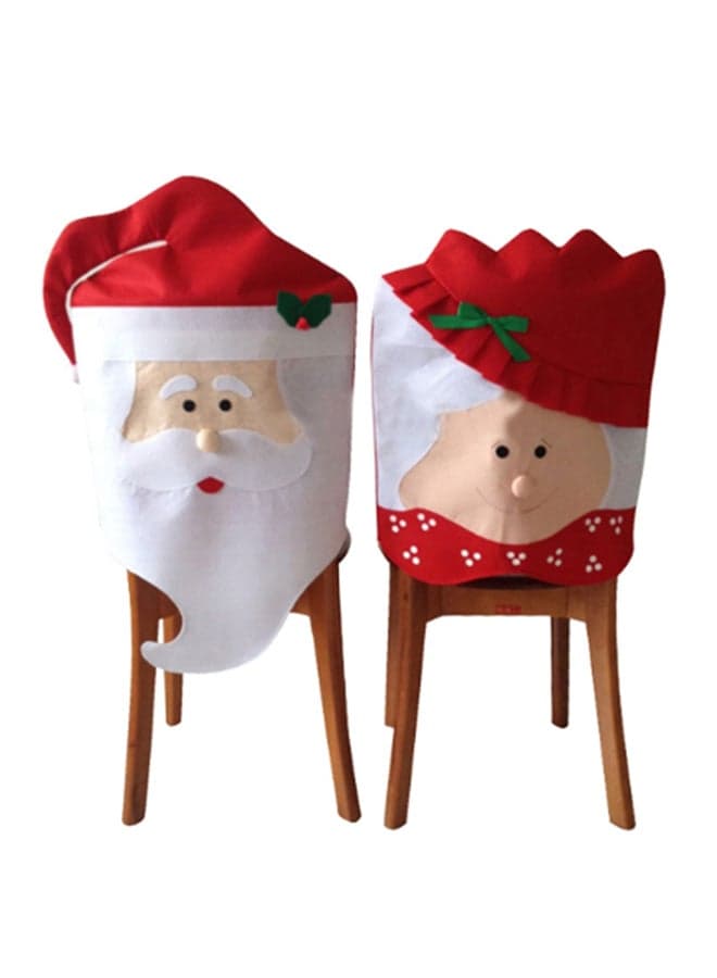 2-Piece Bagnbean Decoration Santa Chair Cover Set White/Red 95grams