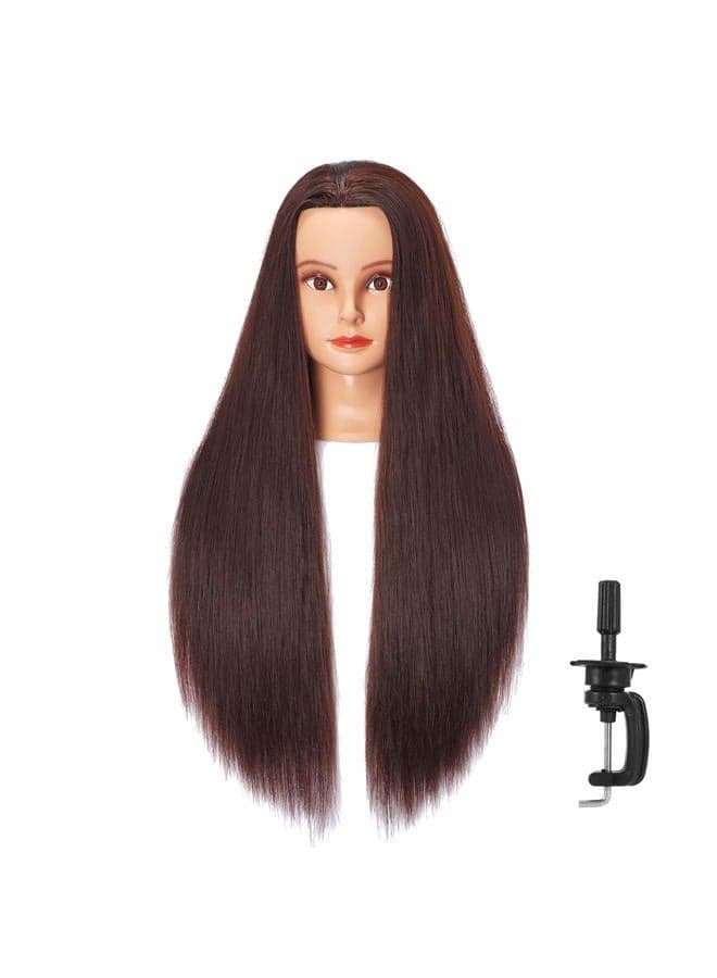 26-28'' Mannequin Head Synthetic Fiber Hair Styling Training Head Dolls for Cosmetology Manikin Maniquins Practice Head with Stand (6611LB0420)