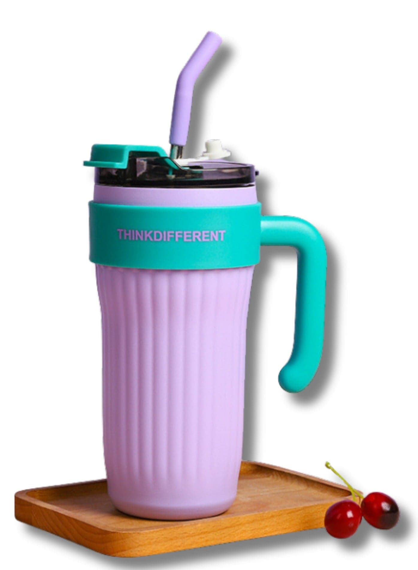 Twisoo Insulated Tumbler with Handle and Straw Lid, Stainless Steel Coffee Mug Portable Coffee Tumbler Leak-Proof Coffee Cup Travel Mug Hot and Cold BPA-Free Fit in Car Cup Holder 860ml (Purple)