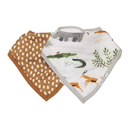 Loulou Lollipop Soft Breathable and Absorbent Muslin Bandana Bib Drool Bib Set for Baby Girl and Boy, Adjustable 3 to 36 Months, 2 Pack - Safari Jungle