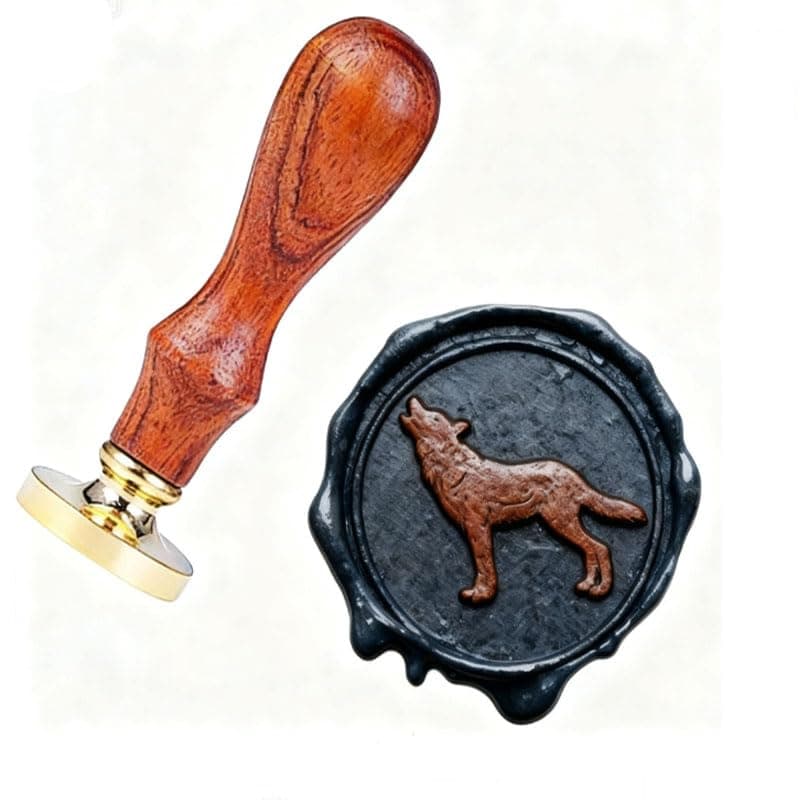 Wolf Wax Seal Stamp, YGHM Brass Head and Rosewood Handle