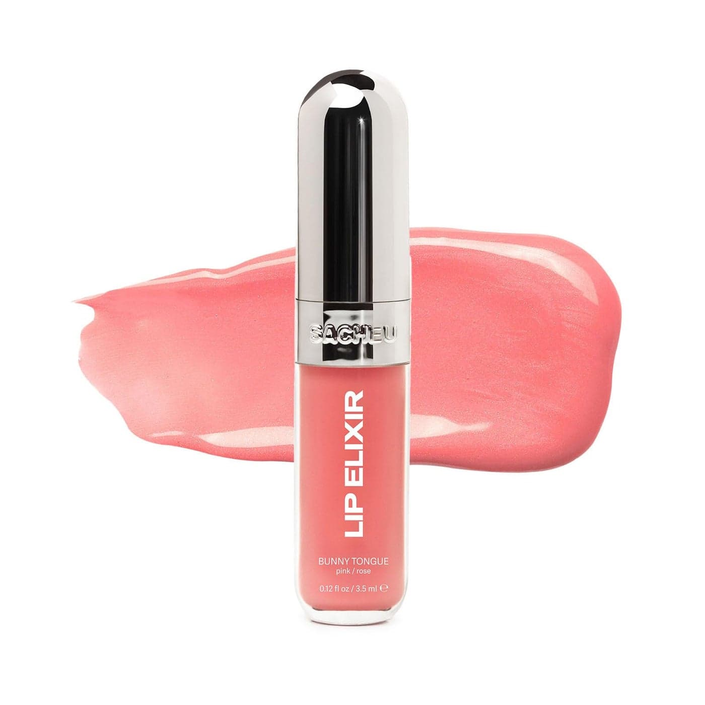Sacheu Lip Elixir Nourishing and Hydrating Lipgloss Moisturizing Plumping Lip Gloss Enriched with Collagen NonSticky Lip Color Smooth HighShine Finish Vegan CrueltyFree Bunny Tongue Pink