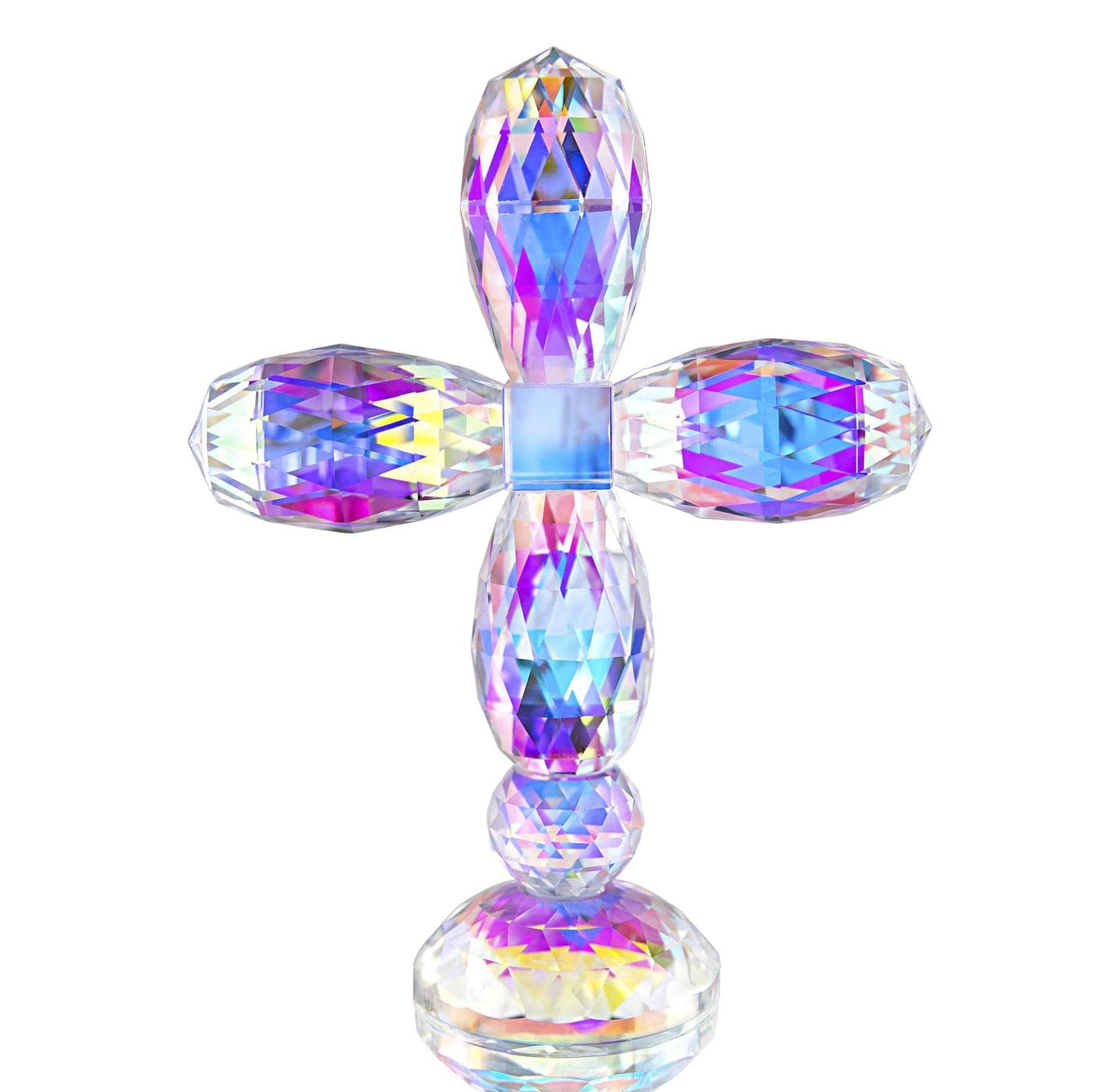 QFkris 7 Crystal Cross Standing Decorative Glass Crosses for Table Shelf Tabletop Home Decor