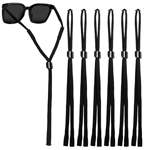 HALF CRESCEN Glasses Strap (Pack of 6 Black) Sports Sunglasses Strap & Glasses Holder for Men, eye glasses holders around neck for Women