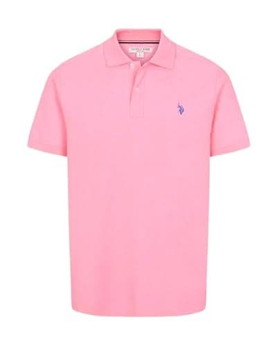 U.S. Polo Assn. Men's Standard Solid Interlock Shirt, Pink Sunset Heather, L