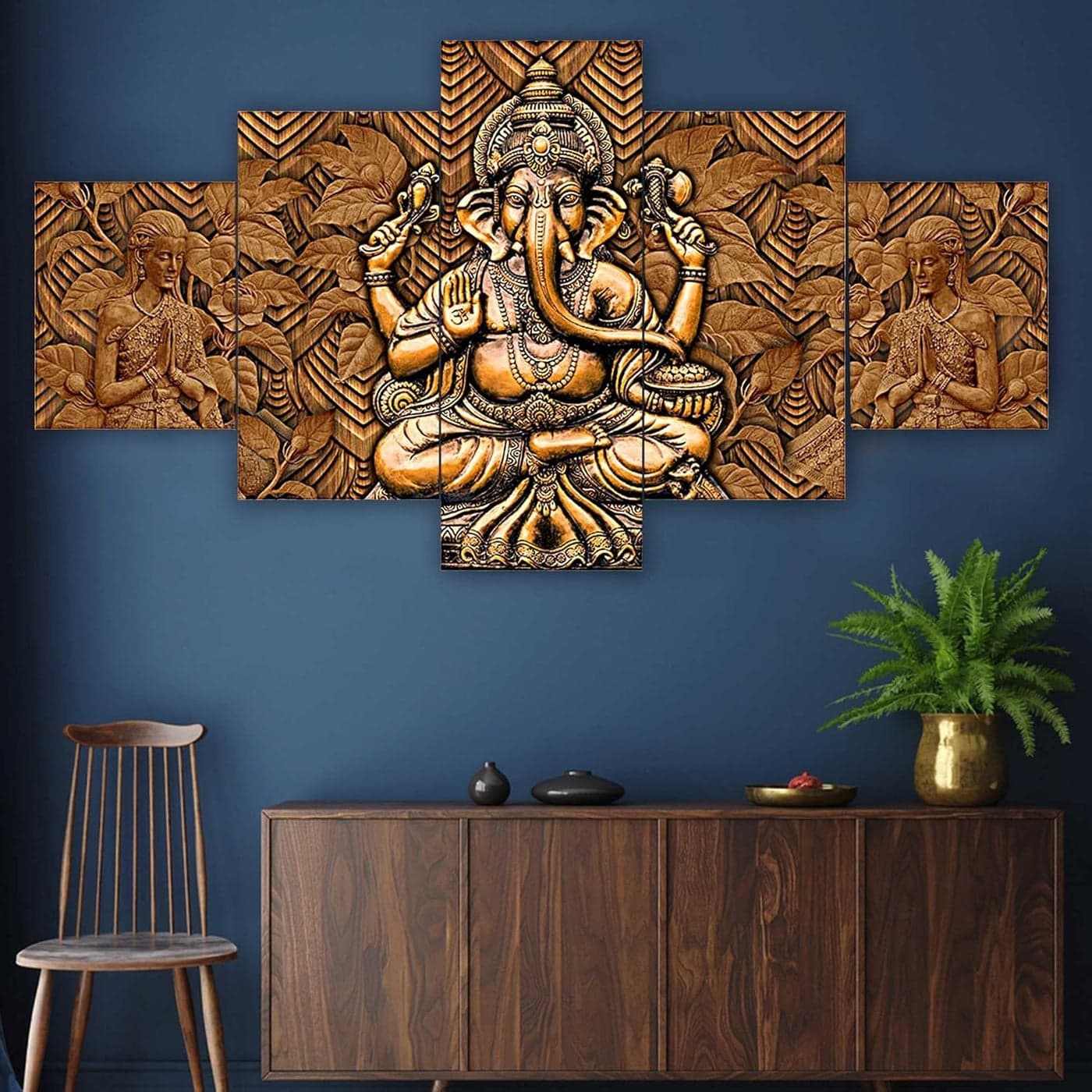 EcraftworldSet of Five MDF Framed 3D Wall Painting for Home Decoration Big Size Painting for Living Room Bedroom 17x30 inches WE 24