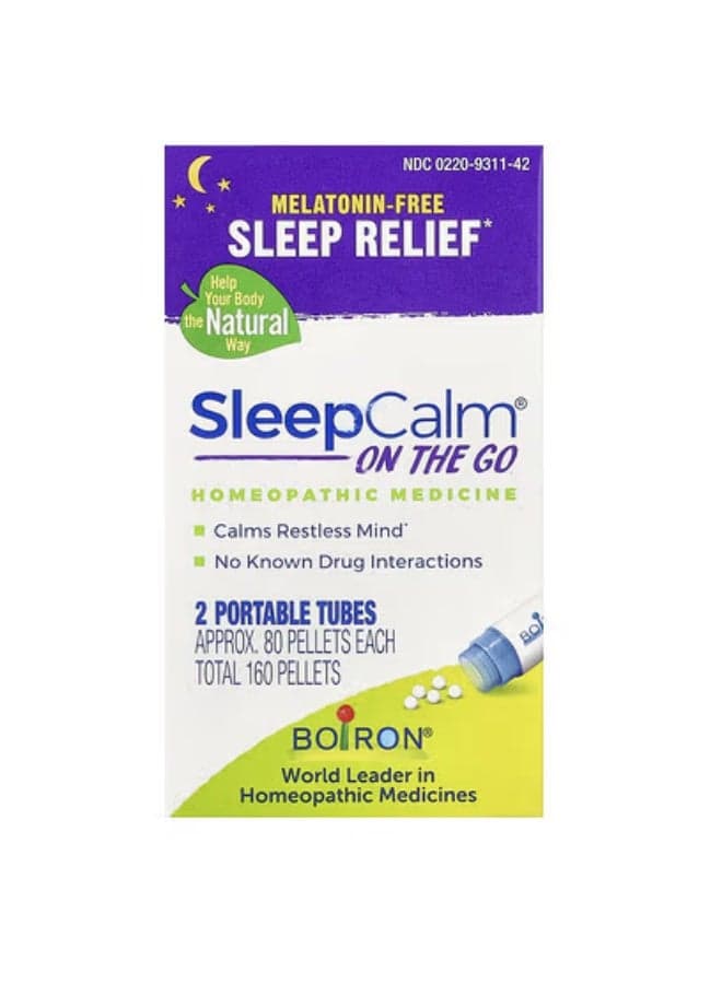Boiron, SleepCalm® On The Go, 2 Portable Tubes, 80 Pellets Each