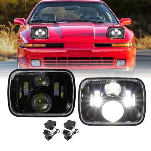 USR 87-92 Supra Mk3 7x6 H6054 LED Sealed Beam Projector Headlight WITH Polarity Correction Module Low/High Beam Black H6052 Headlamp Assembly (Pair) Compatible with 1987-1992 Toyota Supra Mk.3 III