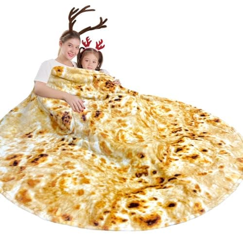 mermaker Burrito Tortilla Taco Blanket for Adult Kids, Realistic Tortilla Throw Blanket Funny Gifts for Women Men Teen Boy Girl, Soft Flannel Food Blanket for Christmas Birthday Gifts 47 inches