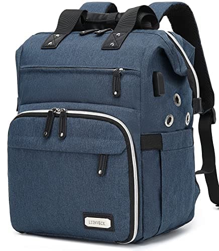 Crochet Backpack,Knitting Bag Backpack Yarn Storage Organizer Travel Crochet Bag with USB Charging Port,Large Yarn Tote Bag Yarn Holder Case for Knitting Needles,Crochet Hooks,Crochet Accessories,Blue