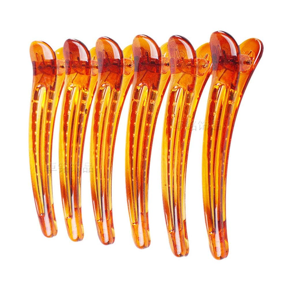 Suoirblss 12PCS Plastic Duck Bill Teeth Hair Clips Non Slip Band Clips Alligator Bows Hair Clips Professional Hairdressing Salon Hair Barrettes for Hair Styling and Sectioning Length37 Brown