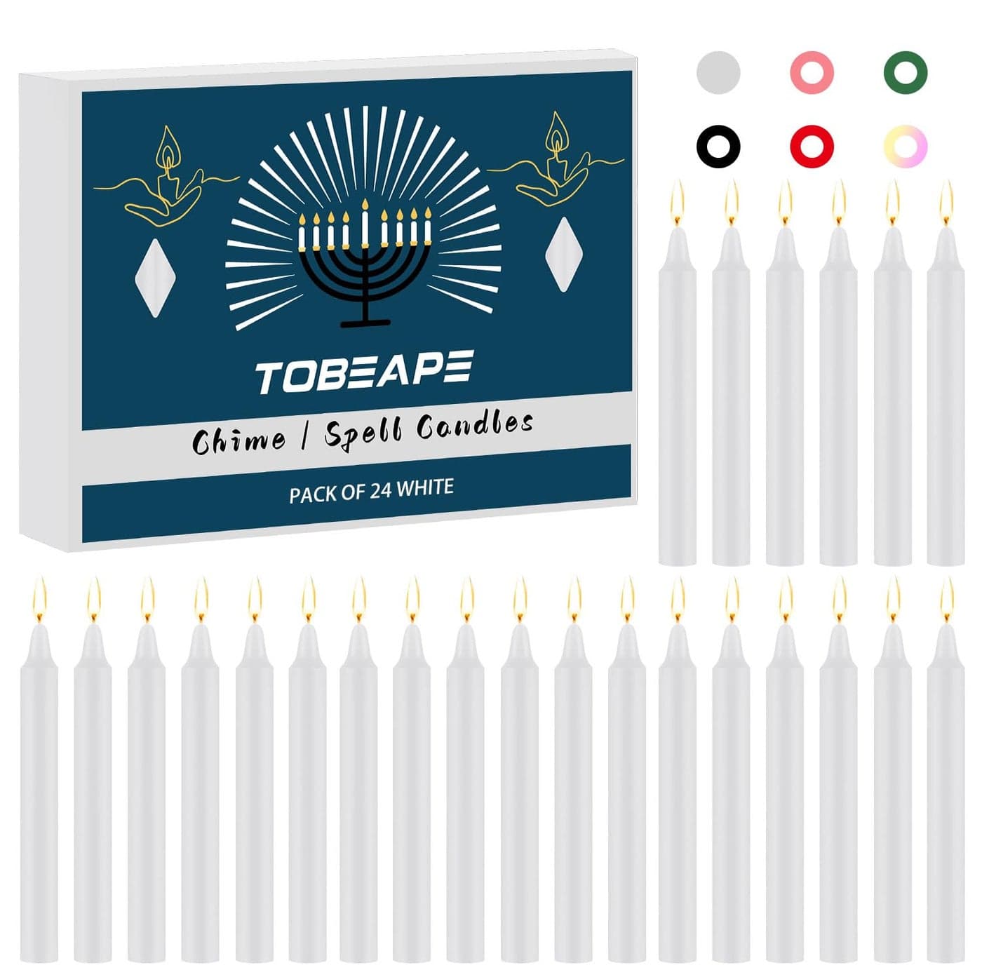 Tobeape Spell Chime Candles 24 pcs White Candles, 4" Tall Unscented Mini Taper Candle for Christmas, Witchcraft, Wiccan Altar, Magic Tool, Ritual, Prayer, Meditation, Wedding Party Decoration, Shabbat