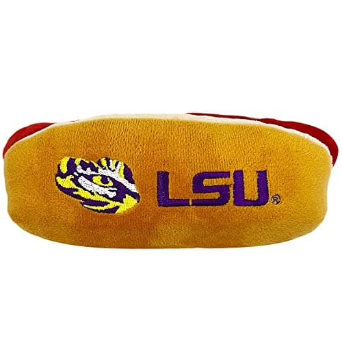 NCAA LSU Tigers HOT Dog Plush Dog CAT Squeak Toy Cutest HOTDog Snack Plush Toy for Dogs Cats with Inner Squeaker Beautiful FootballBasketball Team NameLogo