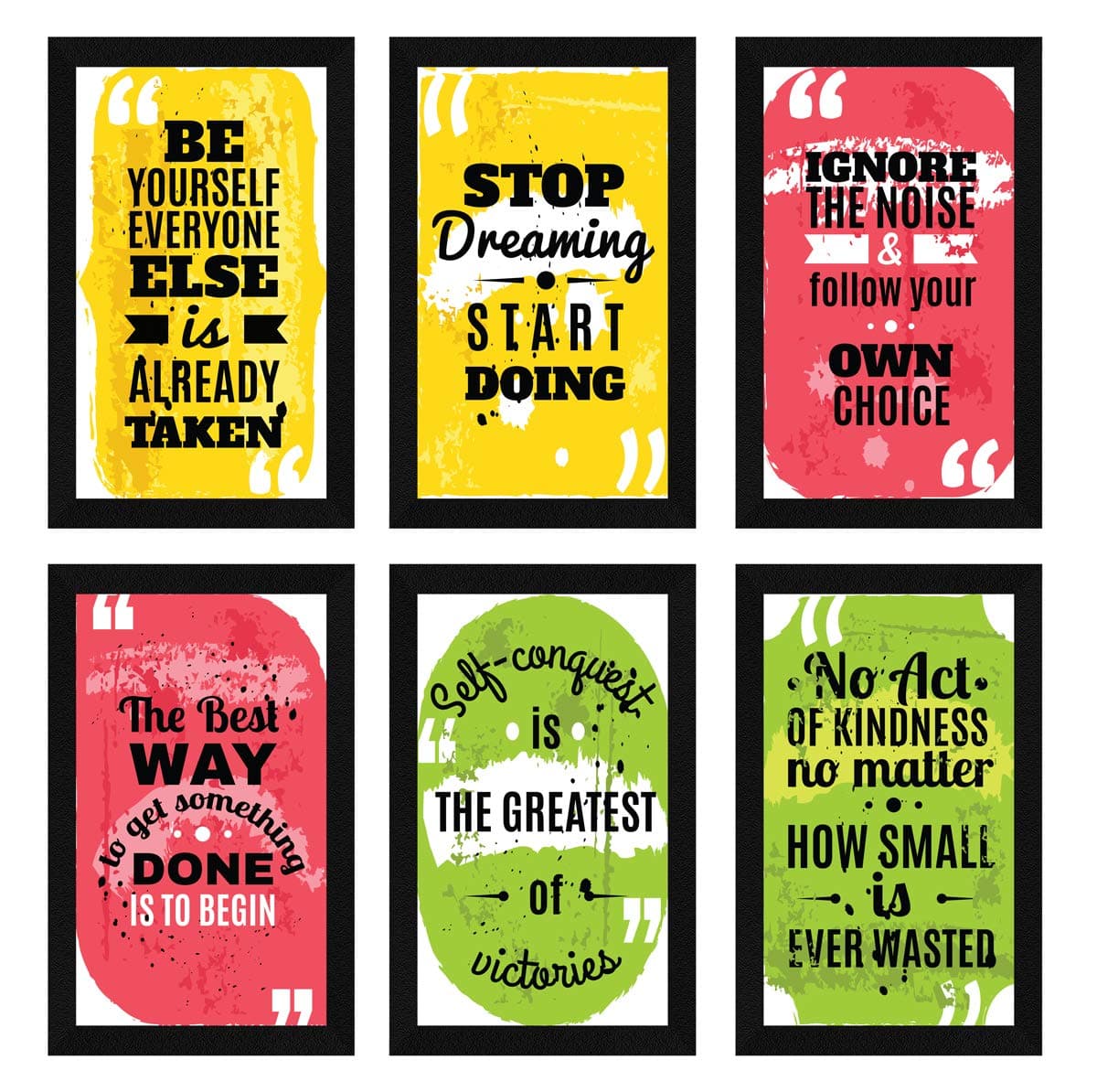 ArtX Paper Motivational Posters Wall Art Painting Multicolor Motivational 85X13 in Set of 6