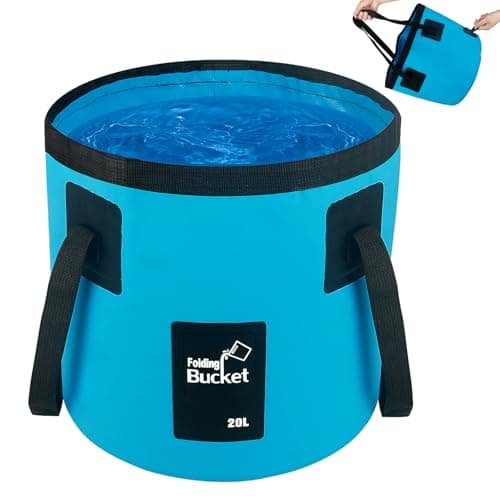 5 Gallon Collapsible Bucket with Handle Car Wash Bucket Foldable Water Storage Container for Camping Fishing Beach Gardening Portable Laundry Wash Basin for RV Cleaning Supplies Swamp Emergency Prep