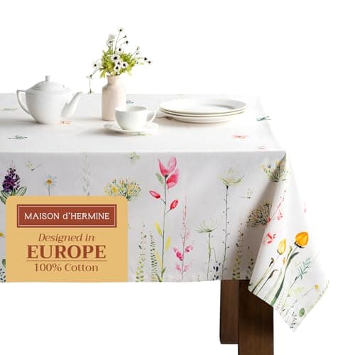 Maison dHermine Table Cloth Rectangle Table 100 Cotton 70 x 140 Inches Tablecloth Reusable Decorative for Dining Room Farmhouse Home Party Festive Wedding Spring Summer Botanical Fresh