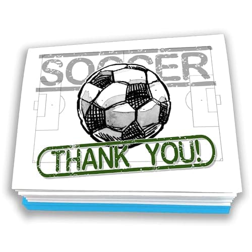 Play Strong Soccer Thank You Note Cards 12-Pack (4.25"x5.5") Illustrated Sports Powercard Note Card Set 12-Pack Perfect for Soccer Players, Coaches, Fans and Fanatics - They'll Love 'Em!