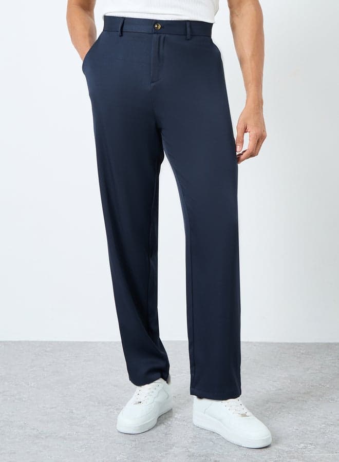 Men Straight Fit Formal Trousers