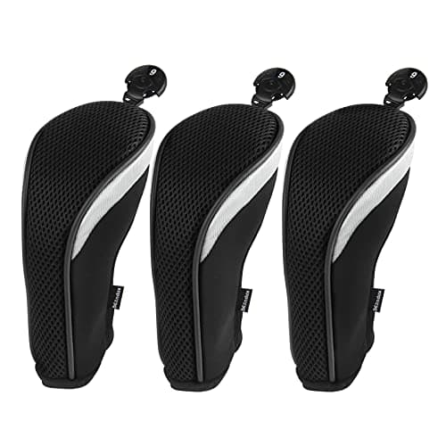 Andux Golf Hybrid Club Head Covers with Dial No. Tag Pack of 3 (All The Same Size) Black/Black