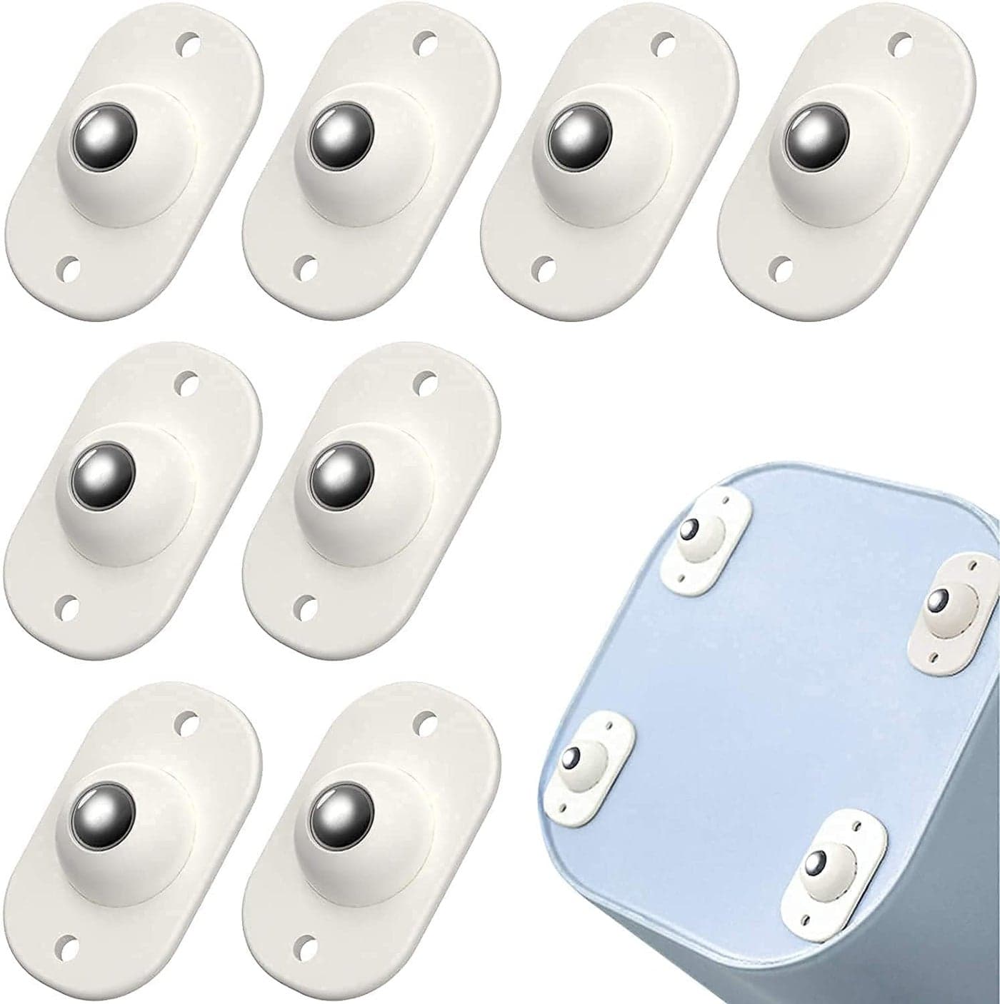 BADHI ENTERPRISE Mini Caster Wheels Stainless Steel SelfAdhesive Swivel Casters 360 Rotation Pulley for Furniture and Storage Boxes Heavy Duty Universal Mini Wheels Pack of 8